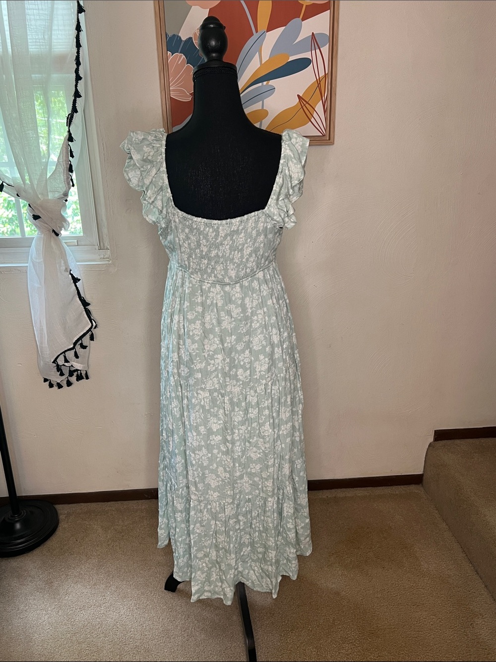 Altar’d State Mila Floral Tiered Maxi Dress in light green Size M - Picture 5 of 9